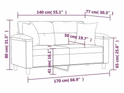 Clicnbuy Sofá de 2 plazas con cojines cuero sintético color 140 cm Crema Clearance