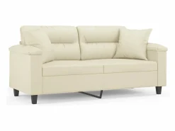 Sofá de 2 plazas con cojines cuero sintético color 140 cm ES550332 Crema Outlet