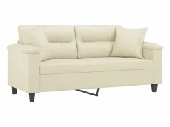 Sofá de 2 plazas con cojines cuero sintético color 140 cm ES550332 Crema Outlet