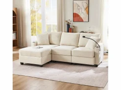 Hauss Spole Sofás Chesterfield|Sofá de 3 plazas con reposapiés, puerto USB y 2 cojines - Pana -