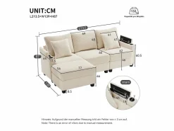 Hauss Spole Sofás Chesterfield|Sofá de 3 plazas con reposapiés, puerto USB y 2 cojines - Pana -