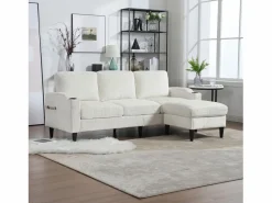 Merax Sofá - 4 Plazas|Sofá de 4 plazas con reposapiés - 196,5 x 75 x 77 cm - con almacenaje + reposabrazos - terciopelo -