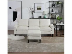Merax Sofá - 4 Plazas|Sofá de 4 plazas con reposapiés - 196,5 x 75 x 77 cm - con almacenaje + reposabrazos - terciopelo -