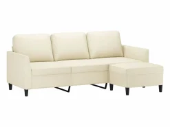 Sofá de 3 plazas con taburete cuero sintético 180 cm^Clicnbuy Sale