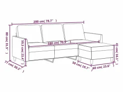 Clicnbuy Sofá de 3 plazas con taburete cuero sintético 180 cm Negro Online