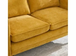 Sofá de 2 plazas conectado con almacenamiento - puerto USB, soporte para teléfono y bolsillos laterales - Tejido de chenilla Amarillo New