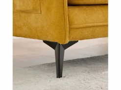Sofá de 2 plazas conectado con almacenamiento - puerto USB, soporte para teléfono y bolsillos laterales - Tejido de chenilla Amarillo New