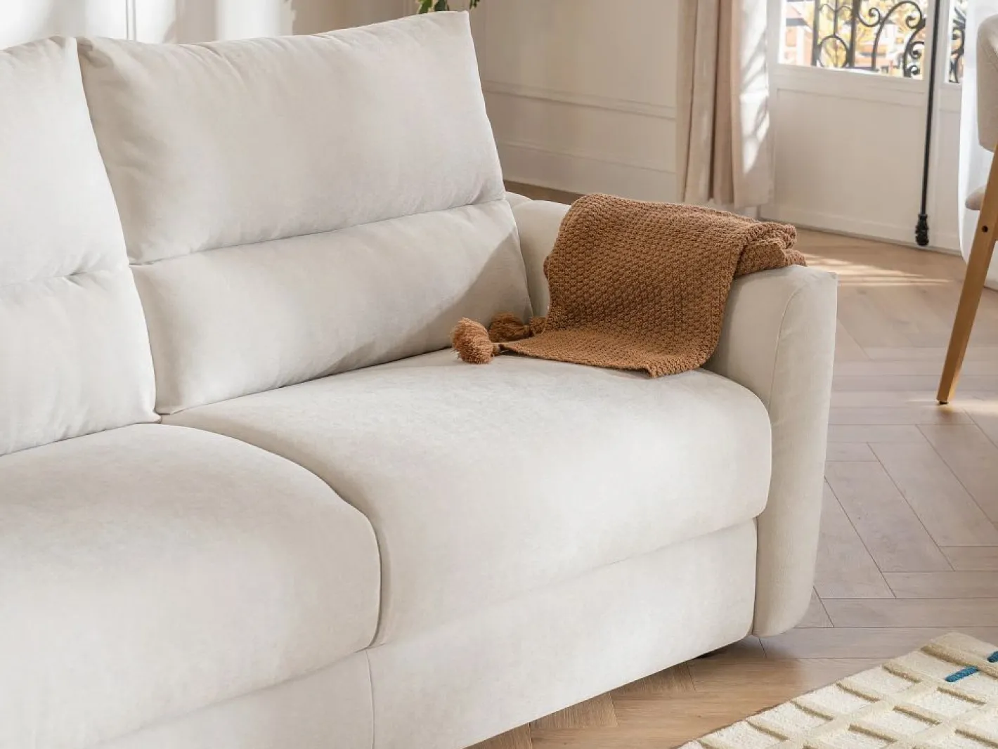 Maison Céphy Sofá - 4 Plazas|Sofá de 4 plazas convertible exprés tejido chenilla 16 cm DOVENA de