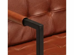 Clicnbuy Sofá de 3 plazas cuero auténtico de cabra marrón Marru00f3n Hot
