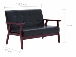 Clicnbuy Sofá de 2 plazas cuero sintético Negro Best