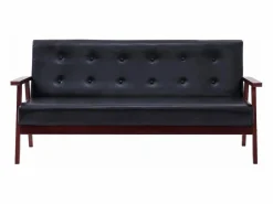 Clicnbuy Sofá de 3 plazas cuero sintético Negro Discount