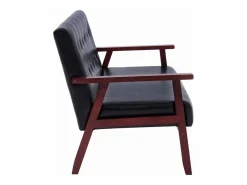 Clicnbuy Sofá de 3 plazas cuero sintético Negro Discount