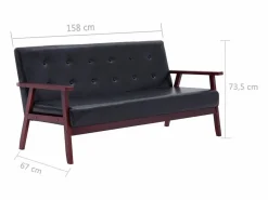 Sofá Vintage|Sofá de 3 plazas cuero sintético PWFG80661