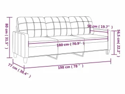 vidaxl Sofá - 3 Plazas|Sofá De Piel|Sofá de 3 plazas de cuero sintético color 180 cm