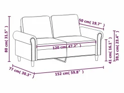 Clicnbuy Sofá de 2 plazas de cuero sintético color capuchino 120 cm Marru00f3n Online