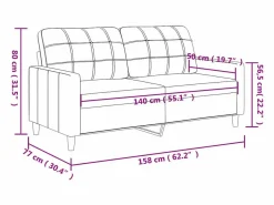 Clicnbuy Sofás De Piel Sintética|Sofá de 2 plazas de cuero sintético 140 cm