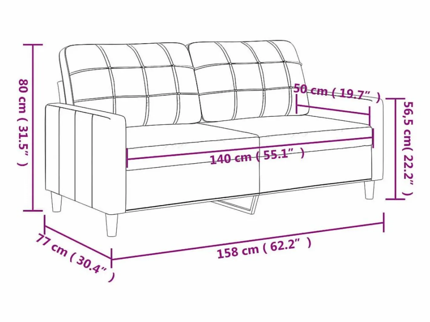 Clicnbuy Sofás De Piel Sintética|Sofá de 2 plazas de cuero sintético 140 cm