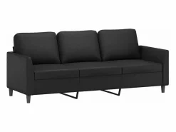Clicnbuy Sofá de 3 plazas de cuero sintético 180 cm Negro