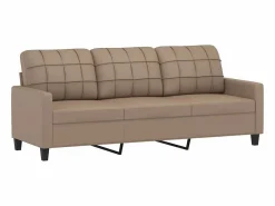 Clicnbuy Sofás De Piel Sintética|Sofá de 3 plazas de cuero sintético color capuchino 180 cm