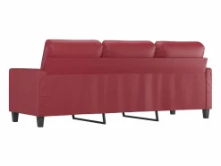 Clicnbuy Sofá de 3 plazas de cuero sintético vino 180 cm Rojo