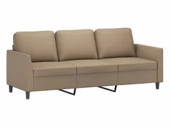 Clicnbuy Sofá de 3 plazas de cuero sintético color capuchino 180 cm Marru00f3n Best
