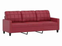Sofá de 3 plazas de cuero sintético vino 180 cm^vidaxl Best