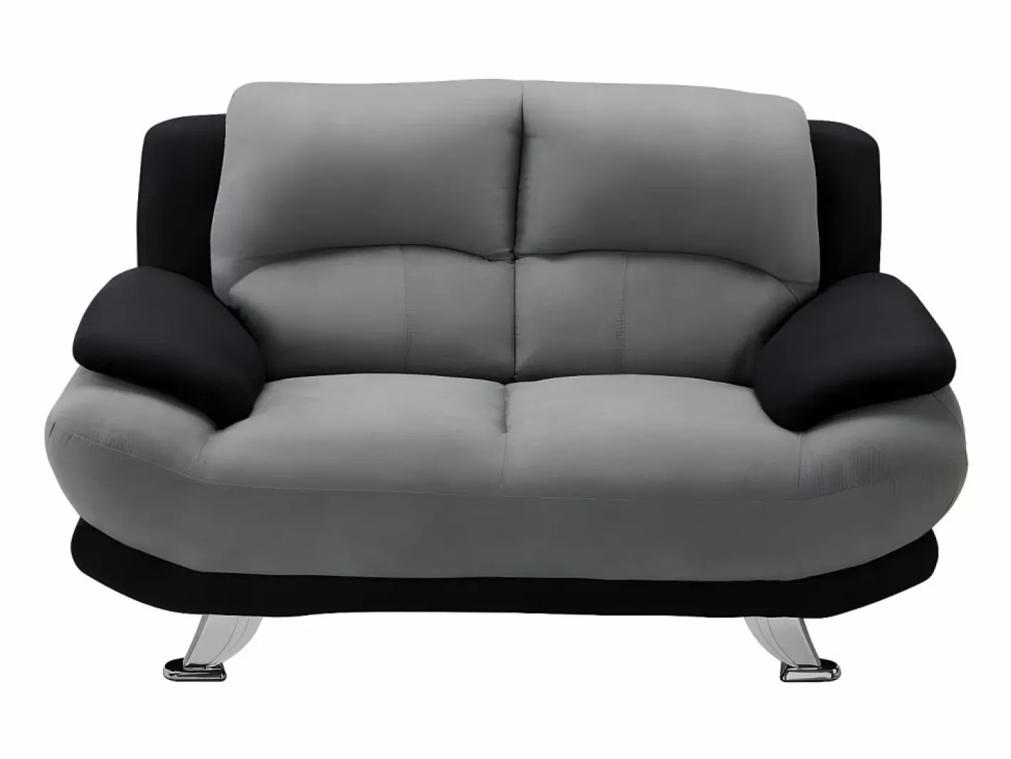 Vente-unique Sofá - 2 Plazas|Sofá de 2 plazas de microfibra bicolor gris y negro MUSKO