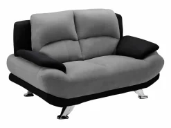 Vente-unique Sofá - 2 Plazas|Sofá de 2 plazas de microfibra bicolor gris y negro MUSKO