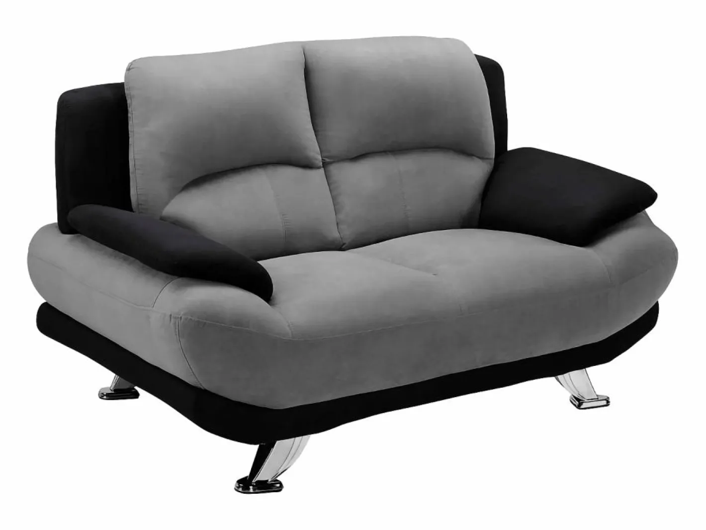 Vente-unique Sofá - 2 Plazas|Sofá de 2 plazas de microfibra bicolor gris y negro MUSKO