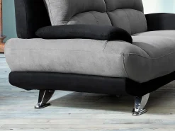 Vente-unique Sofá - 2 Plazas|Sofá de 2 plazas de microfibra bicolor gris y negro MUSKO