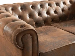 Vente-unique Todos Los Sofás|Sofá Vintage|Sofá de 2 plazas de microfibra con acabado de piel envejecida CHESTERFIELD