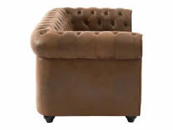 Vente-unique Todos Los Sofás|Sofá Vintage|Sofá de 2 plazas de microfibra con acabado de piel envejecida CHESTERFIELD