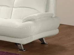 Vente-unique Sofás De Piel Sintética|Sofá de 3 plazas de piel sintética en color blanco MUSKO