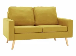 vidaxl Sofá de 2 plazas de tela Amarillo