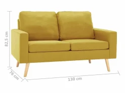 vidaxl Sofá de 2 plazas de tela Amarillo