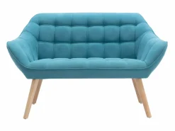 Vente-unique Sofá de 2 plazas de tela azul acolchado. Estilo escandinavo. CASERTA Azul turquesa Best