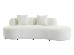Vente-unique Sofá de 3 plazas de tela bouclé BASILIANA Blanco Discount