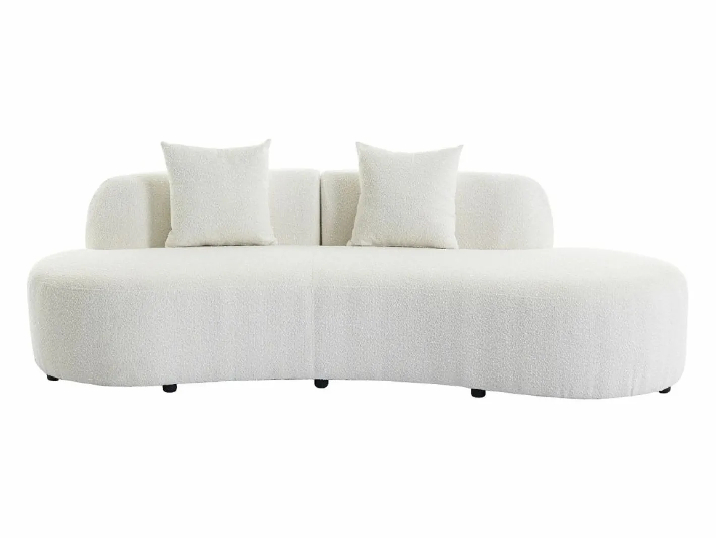 Vente-unique Sofá de 3 plazas de tela bouclé BASILIANA Blanco Discount