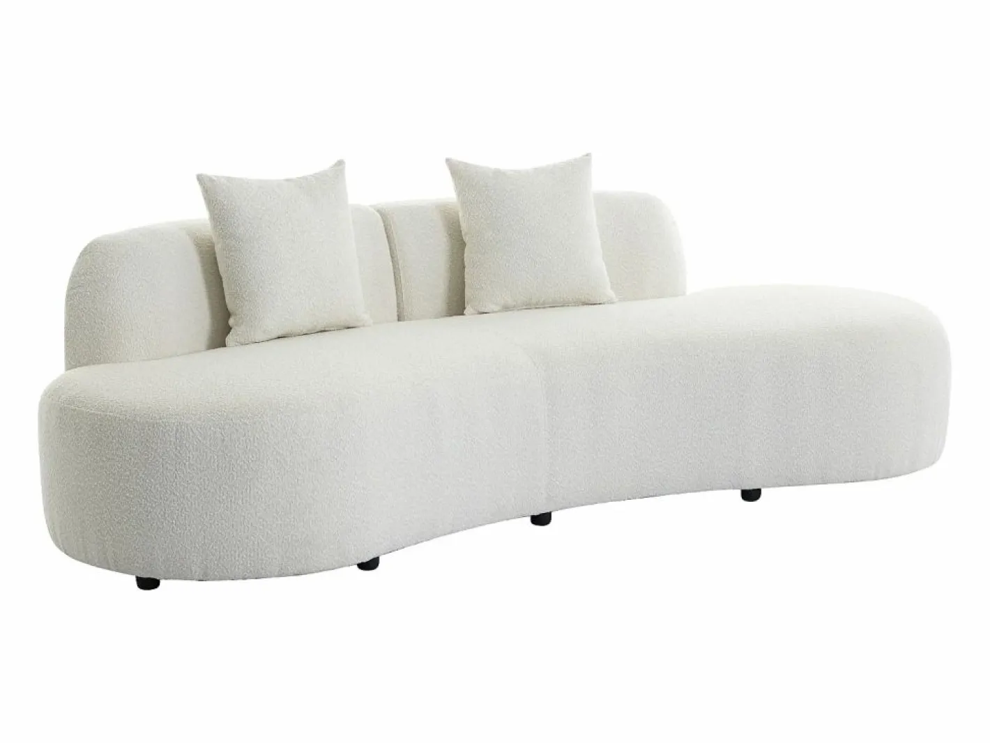 Vente-unique Sofá de 3 plazas de tela bouclé BASILIANA Blanco Discount