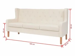 Clicnbuy Sofá de 3 plazas de tela color crema Blanco New