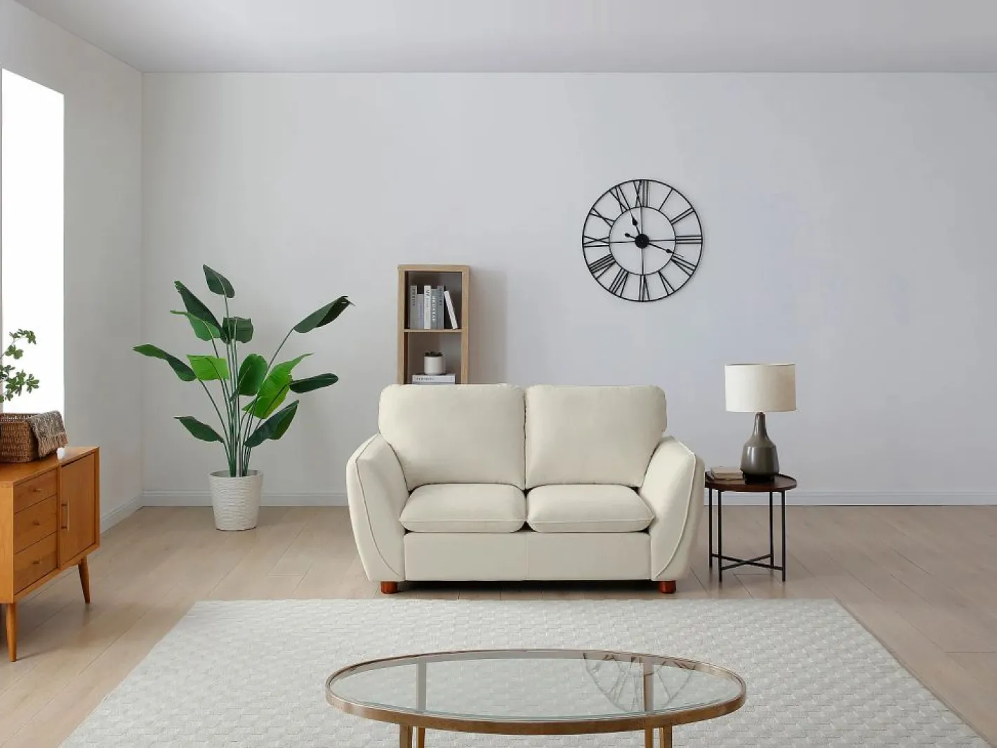 Vente-unique Sofá de 2 plazas de tela color MENARDIA Blanco roto Sale