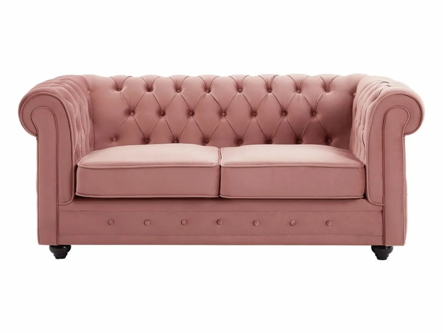 Sofá de 2 plazas de terciopelo rosa pastel CHESTERFIELD^Vente-unique Discount