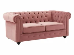 Sofá de 2 plazas de terciopelo rosa pastel CHESTERFIELD^Vente-unique Discount