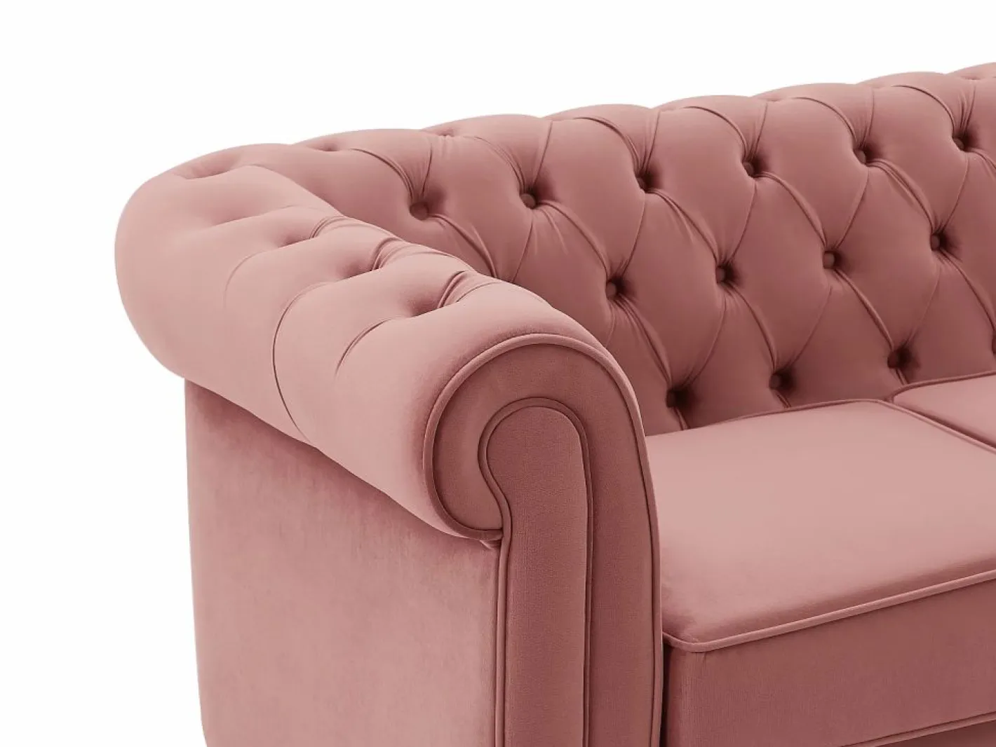 Sofá de 2 plazas de terciopelo rosa pastel CHESTERFIELD^Vente-unique Discount