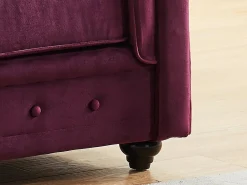 Vente-unique Sofá de 3 plazas de terciopelo color ciruela CHESTERFIELD Granate Hot
