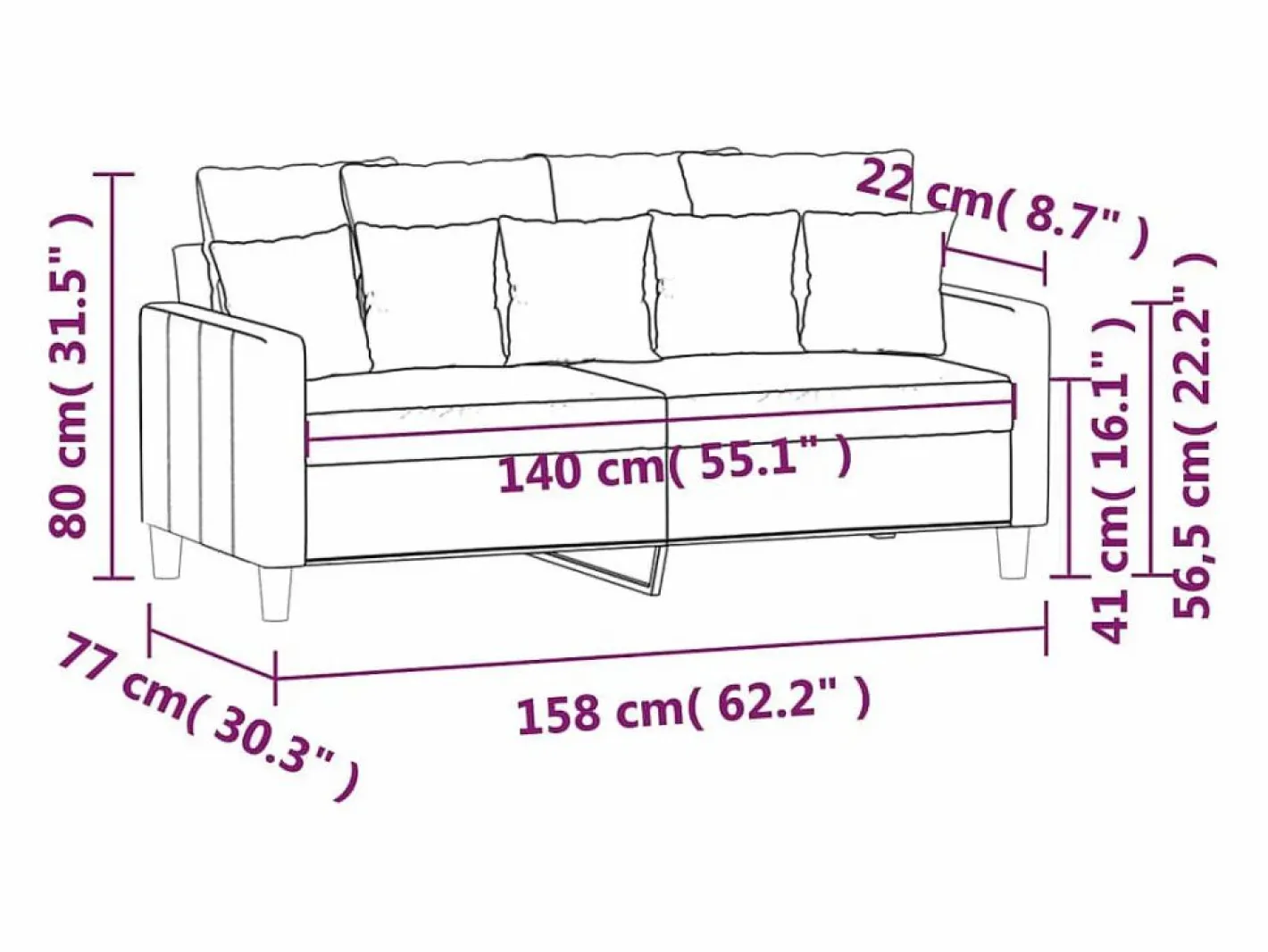vidaxl Sofá de 2 plazas de terciopelo oscuro 140 cm Gris