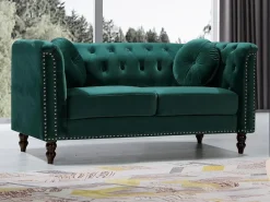 Sofá de 2 plazas de terciopelo estilo charme francés TURNER^Vente-unique Outlet