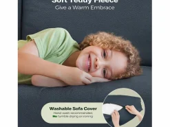 DripeX Sofá Escandinavo|Sofá de 2 plazas de terciopelo de Teddy, con un asiento profundo de 55 cm y reposabrazos - 128x78x89cm