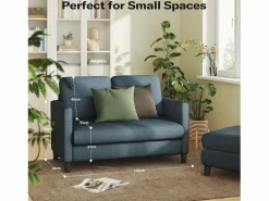 DripeX Sofá Escandinavo|Sofá de 2 plazas de terciopelo de Teddy, con un asiento profundo de 55 cm y reposabrazos - 128x78x89cm