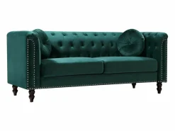 Vente-unique Sofá de 3 plazas de terciopelo estilo charme francés TURNER Verde esmeralda Clearance